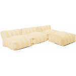 Salon de jardin modulable 3 chauffeuses et 1 pouf ray� jaune clair - mixi