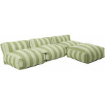 Salon de jardin modulable avec 3 chauffeuses et 1 pouf vert cactus - mixi