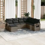 [salon de jardin modulaire] [7 pi�ces] [gris r�sine tress�e] avec coussins amovibles