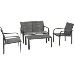 Salon de jardin piazza 4 places gris graphite - hesp�ride