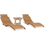 Vidaxl ? salon de jardin pliable 3 pcs en bois de teck ? r�sistant aux intemp�ries ? dimensions chaise ...