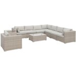 Salon de jardin en r�sine tress�e - venezia - . coussins - 8 � 10 places beige / beige