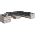 Salon de jardin en r�sine tress�e - venezia - . coussins - 8 � 10 places nuances de gris / gris chin� ...