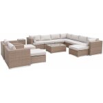 Salon de jardin en résine tressée xxl - tripoli - coussins - 12 à 14 places beige / beige Salon de jardin en résine tressée xxl - tripoli - coussins - 12 à 14 places beige / beige