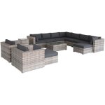 Salon de jardin en r�sine tress�e xxl - tripoli - coussins - 12 � 14 places nuances de gris / gris