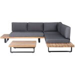 Salon de jardin set terrasse table basse et canapé d'angle 5 places en bois d'acacia naturel et coussins ... Salon de jardin set terrasse table basse et canapé d'angle 5 places en bois d'acacia naturel et coussins ...