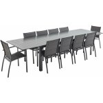 Salon de jardin table extensible - odenton - grande table en aluminium 235 / 335cm et 10 assises en textil�ne ...