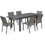 Salon de jardin table extensible - orlando - table en aluminium 150 / 210cm et 6 chaises en textil�ne ...