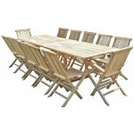 C&l jardin - salon de jardin en teck batan 10 chaises 2 fauteuils