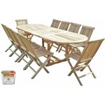 C&l jardin - salon de jardin en teck henua 10 chaises - bundle huile
