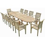 C&l jardin - salon de jardin en teck henua 10 fauteuils empilables