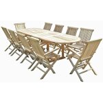 C&l jardin - salon de jardin en teck henua 10 fauteuils pliants