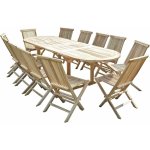C&l jardin - salon de jardin en teck henua 12 chaises