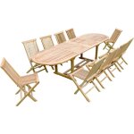 Salon de jardin teck massif 10 - 12 personnes - table ovale + 10 chaises kajang