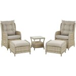 Salon de jardin ou terrasse 2 places 2 fauteuils inclinables avec repose - pieds et table d'appoint en ...