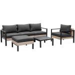 Salon de jardin velletri. aluminium. r�sine tress�e. 5 places anthracite / gris fonc�