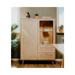 Abitare - salon vitrine 139 cm ch�ne clair avec deux portes et deux tiroirs - agrigento