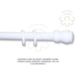 Salone - tringle a rideau en bois blanc 35 mm longueur 150 cm sans supports