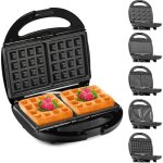 Sandwichmaker 5 en 1 avec diffrentes formes gaufrier, grill contact, panini, sandwich, gteaux sucrs ...