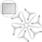 Sangles de drap - housse �lastiques r�glables (3 voies blanches), attaches de drap de lit entrecrois�es, ...