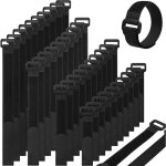 Sangles scratch 40 pcs, attache cable noir 2 cm x 20 cm( 40 pcs), bande velcr r�utilisable serre cable ...