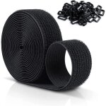 Sangles scratch velcr r�utilisables 10 m x 20 mm, sangles de c�ble r�glables avec 50 boucles en plastique, ...