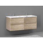 Meuble double vasque 120cm toola bois clair sans miroir