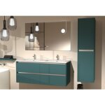 Meuble double vasque jupiter 3. 0 bleu canard 120cm avec miroir elegance