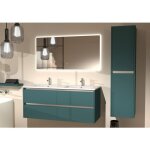 Meuble double vasque jupiter 3. 0 bleu canard 120cm avec miroir reflet