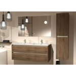 Sanitaire - meuble double vasque jupiter 3. 0 bois fonc 120cm avec miroir elegance