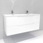 Meuble double vasque luna blanc brillant 120cm sans miroir