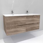 Sanitaire - meuble double vasque luna bois fonc 120cm - sans miroir