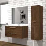 Sanitaire - meuble neptune h�ritage ch�ne 100cm - vasque centr�e - miroir slim