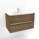 Sanitaire - meuble vasque jupiter 3. 0 bois fonc� 80 cm - sans miroir