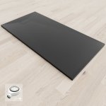 Saniverre - baya receveur de douche 80 x 180 cm noir extra - plat aspect pierre + bonde incluse