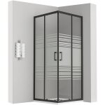 Saniverre - lanablack cabine de douche h 190 cm porte coulissante semi - opaque 90 x 90 cm