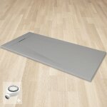Saniverre - polar receveur de douche 90 x 160 cm gris extra - plat effet pierre antidrapant + bonde ...