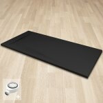 Saniverre - polar receveur de douche 90 x 160 cm noir extra - plat effet pierre antidrapant + bonde ...