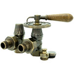 Sannover - kit vanne manuelle avec poigne bois pour radiateur fonte