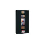 Sans marque - armoire haute  rideaux dmontables classiques 220 x 120 cm - portes noires - maxiburo
