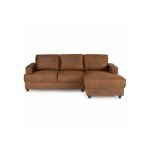 Sans marque - canap� d'angle droit 4 places - tissu marron vintage - contemporain - l 215 x p 140 x h ...