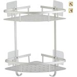 Fixer sans per�age �tag�re de douche �tag�re d'angle �tag�re de salle de bain, 2 niveaux en acier inoxydable ...