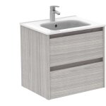 Sansa - royo ensemble compact de meubles de salle de bains � 2 tiroirs couleur : gris sabl� - options ...