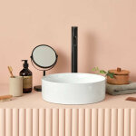 Sanycces - vasque � poser ronde en c�ramique marsala �35. 5 cm blanc mat