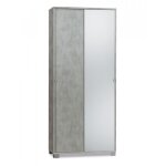 Sarmog - armoire polyvalente � deux portes coulissantes avec miroir beton cemento 82x41x h190 cm