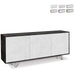 Sarmog - buffet avec trois portes oxyde noir blanc 177x41x h74 cm