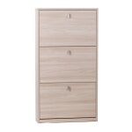 Sarmog - meuble  chaussures mince peu encombrant avec trois portes light elm 63x18x h117 cm