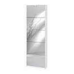 Sarmog - meuble � chaussures slim � cinq portes en miroir blanc ossido 63x18x h190 cm