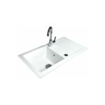 Cuisissimo - evier cramique blanc gaspard 1 bac 1 gouttoir