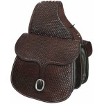Sacoche arrire en cuir avec vannerie pour selle western